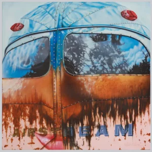 Airstream, peinture de Williams Raynaud, canvas 100 x 100, acrylique et spray